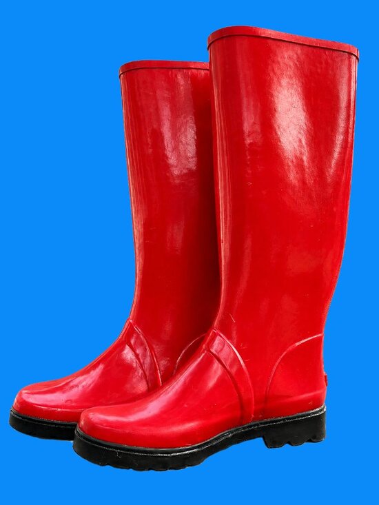 Polo Ralph Lauren Shoes - Polo by Ralph Lauren Red Women's Tall Rain Boots with Black Sole